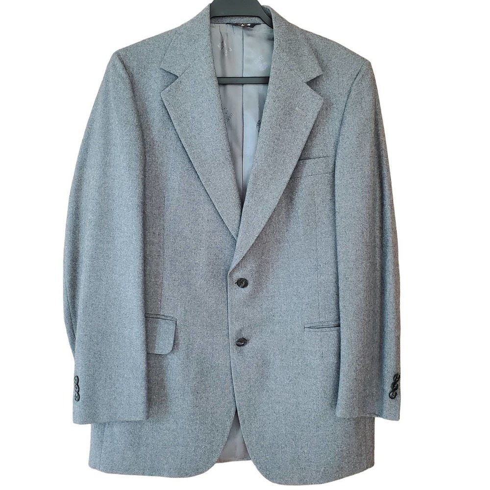 DAKs Vintage Grey Wool Blazer Size 40 70's business career